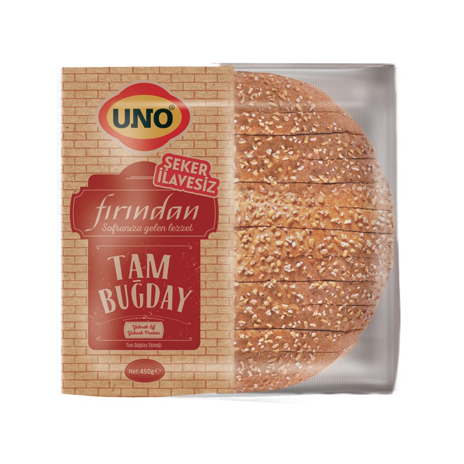 Uno Şeker İlavesiz Tam Buğday Ekmeği 450 Gr